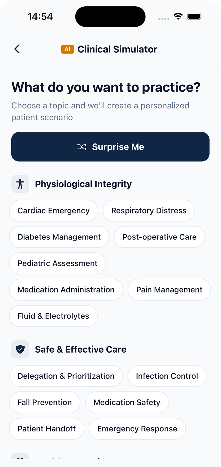 Clinical Simulator topics